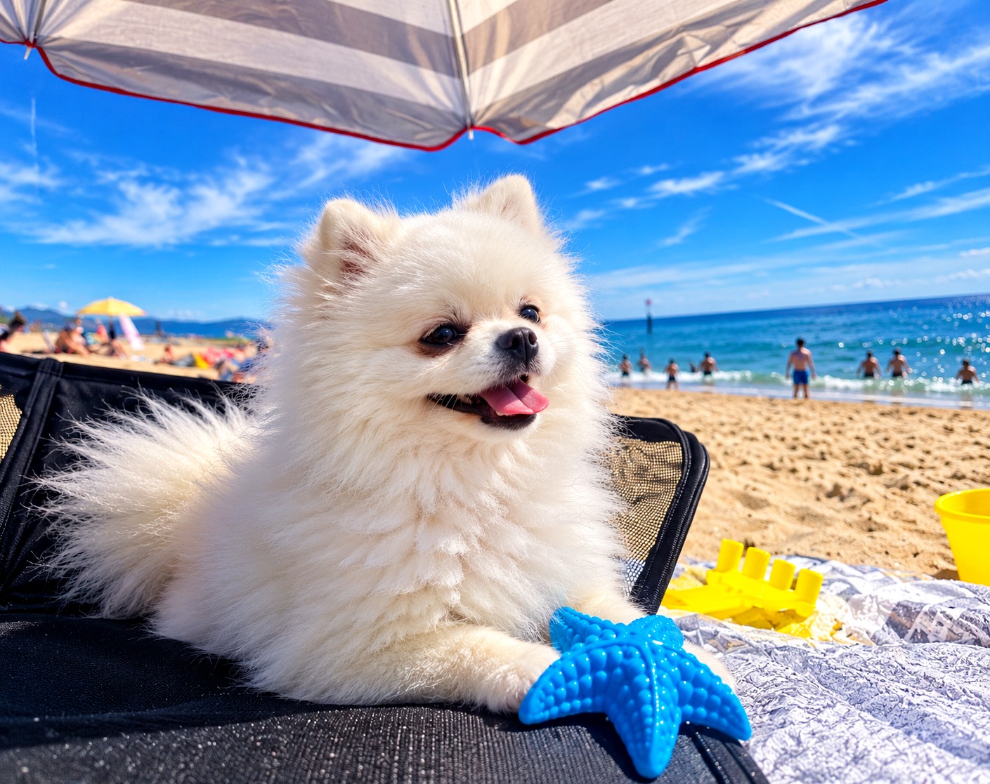 Miso exploring by the sea